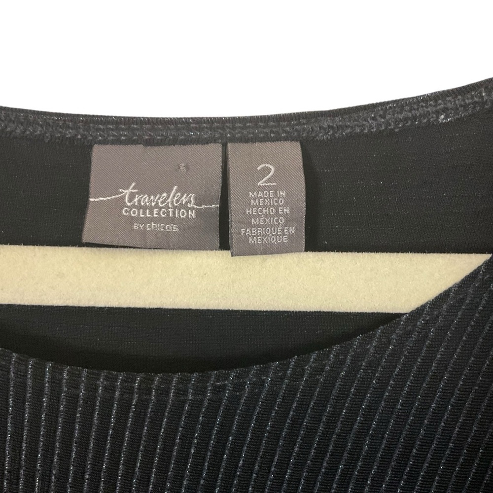 Chico's Black Scoop Neck 3/4 Sleeve Boxy Tunic - Picture 3 of 8